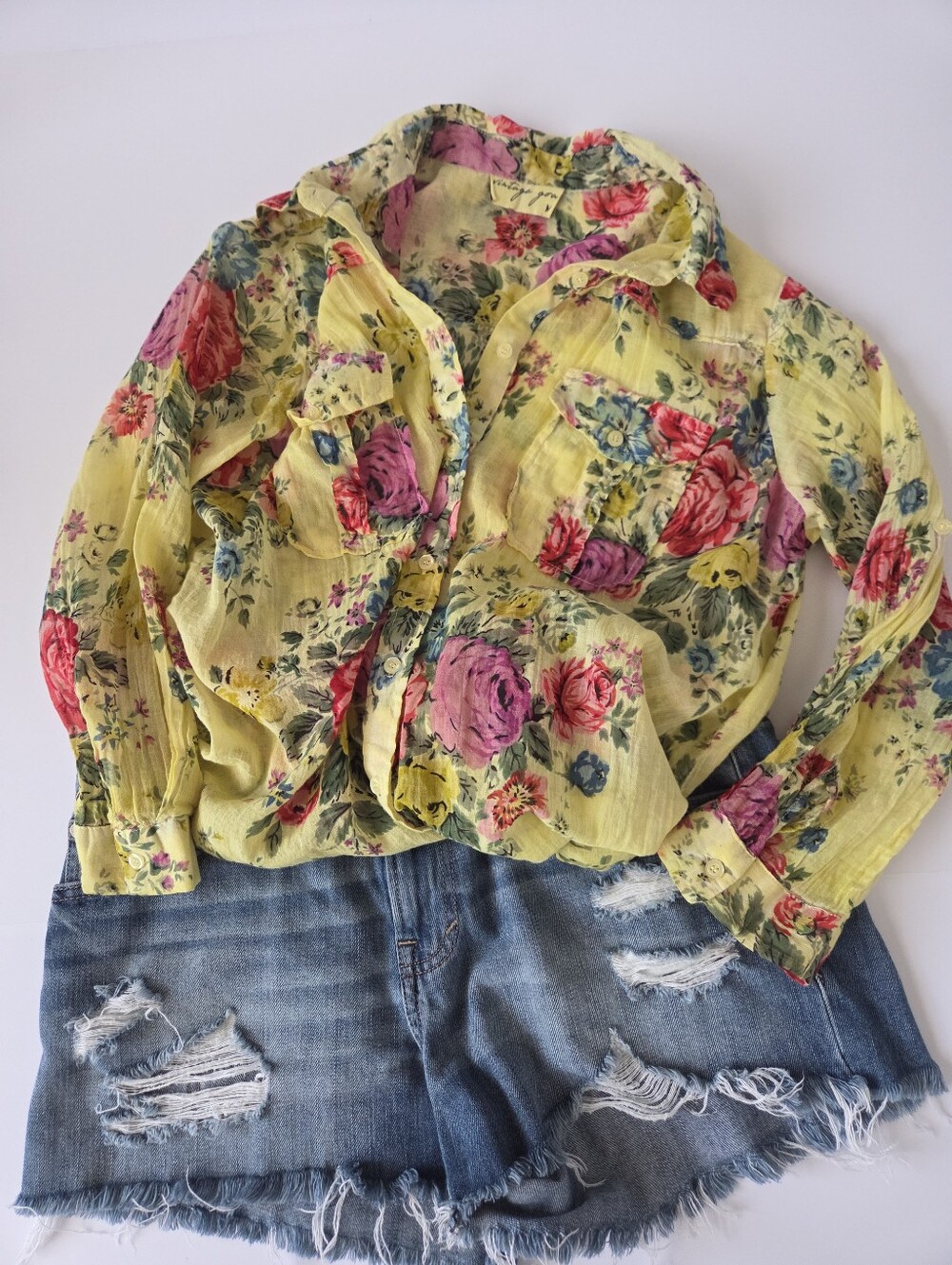 Vintage Goa Floral Button Down Women's Cotton Top
